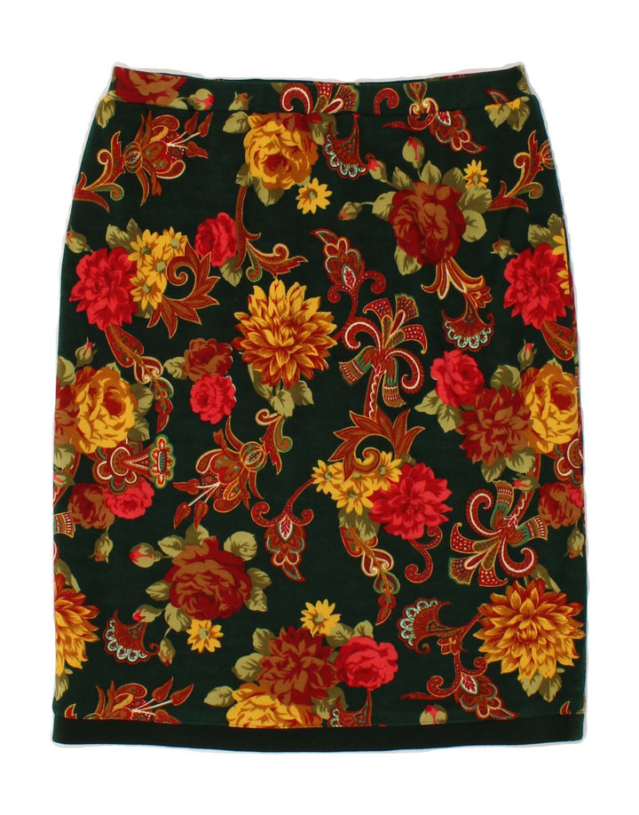 VINTAGE Womens Straight Skirt W30 Medium  Green Floral Vintage Vintage and Second-Hand Vintage from Messina Hembry 