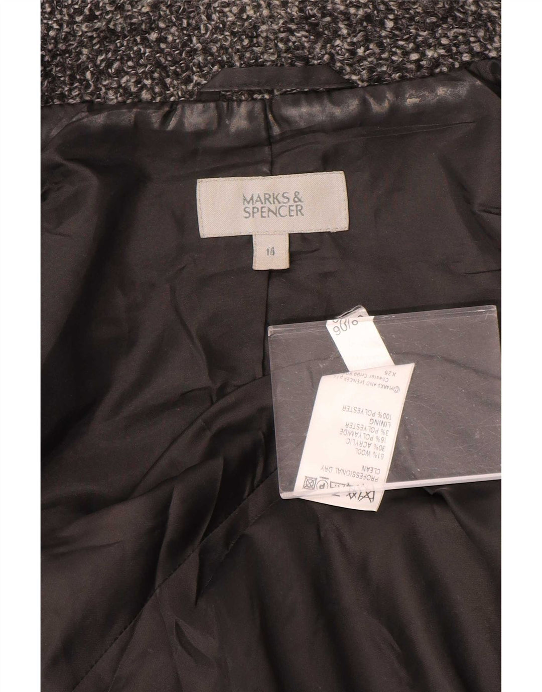 Marks & Spencer Γυναικείο μπλέιζερ με 2 κουμπιά μπουφάν UK 14 Large Grey Flecked Wool