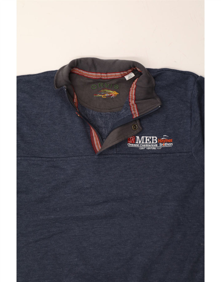 ORVIS Mens Graphic Zip Neck Sweatshirt Jumper Large Blue Cotton Vintage Orvis and Second-Hand Orvis from Messina Hembry 