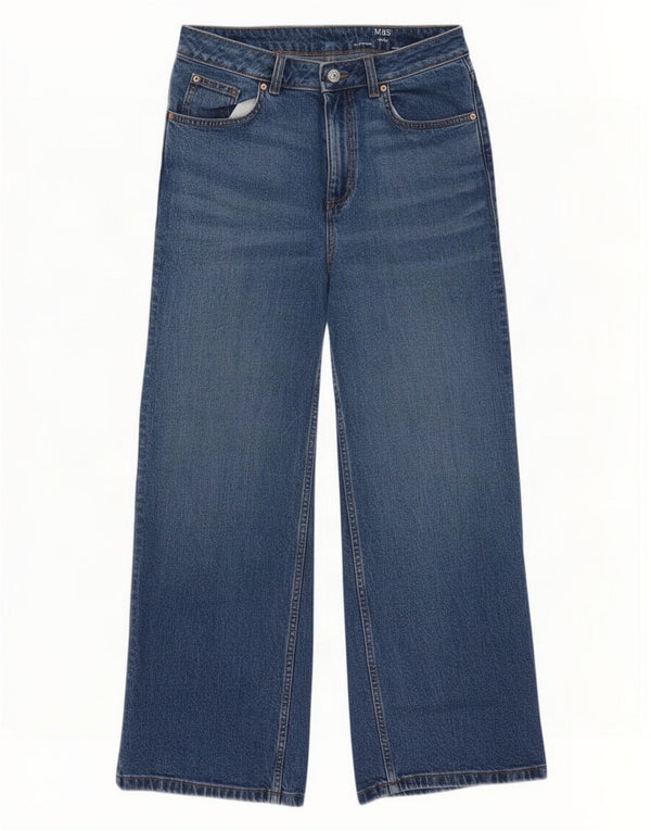 Marks & Spencer Γυναικεία φαρδιά τζιν UK 12 Medium W30 L28 Blue Cotton