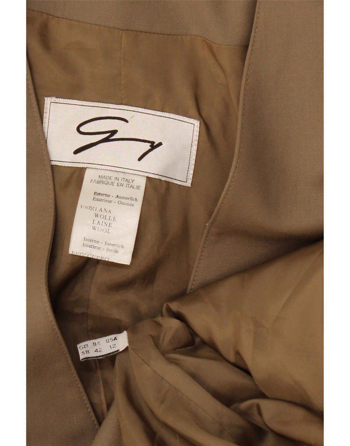 Genny Γυναικείο Longline Σακάκι με 3 κουμπιά σακάκι US 12 Μεγάλο χακί μαλλί