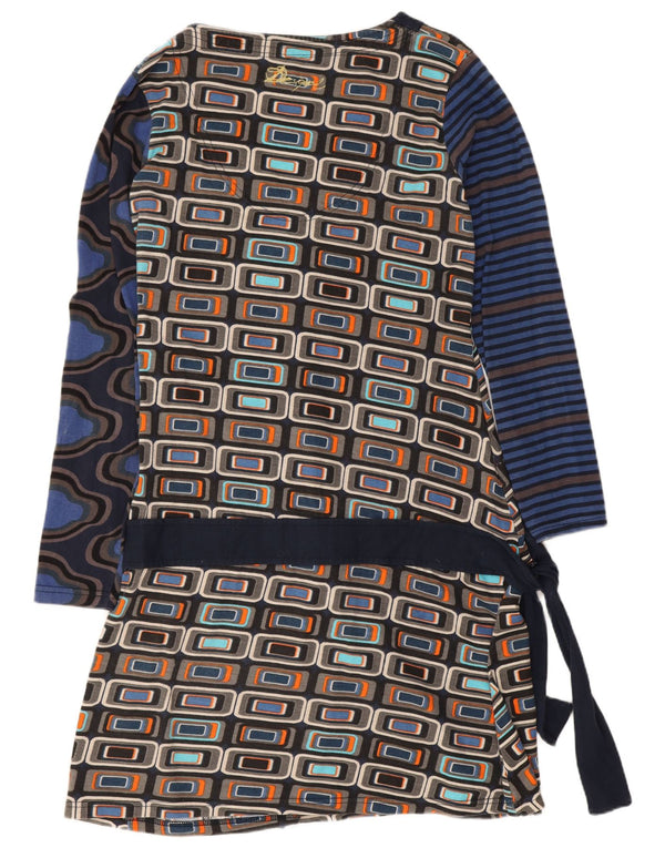 Γυναικείο Desigual Graphic Drop Waist φόρεμα UK 14 Large Navy Blue Geometric