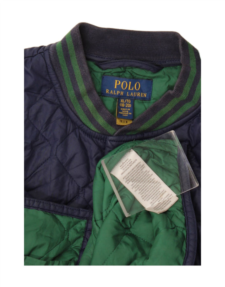 Polo Ralph Lauren Boys καπιτονέ μπουφάν 15-16 ετών XL Navy Blue Polyester