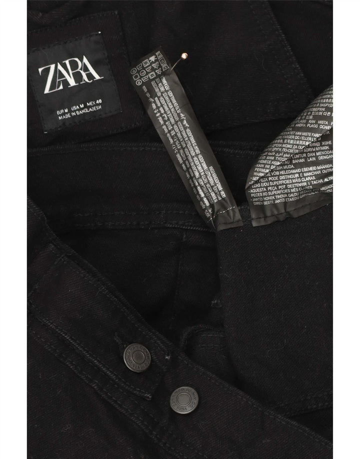 Zara Ανδρικό Τζιν Μπουφάν UK 38 Μεσαίο Μαύρο Βαμβακερό