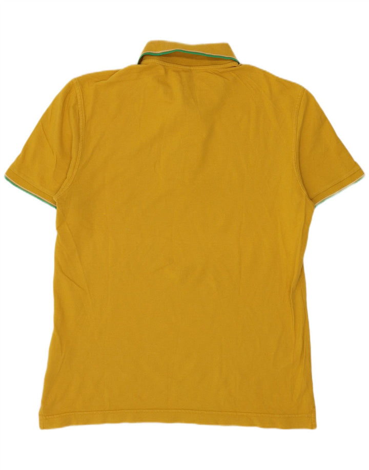 BENETTON Ανδρικό πουκάμισο Polo Μικρό κίτρινο βαμβακερό