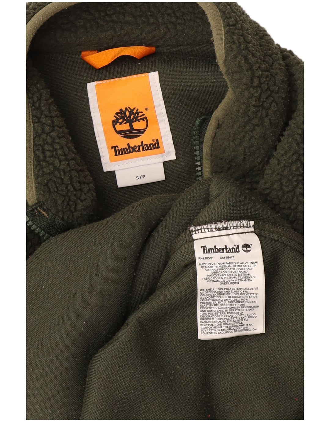 Ανδρικό Timberland με φερμουάρ Fleece Jumper Μικρός πράσινος πολυεστέρας