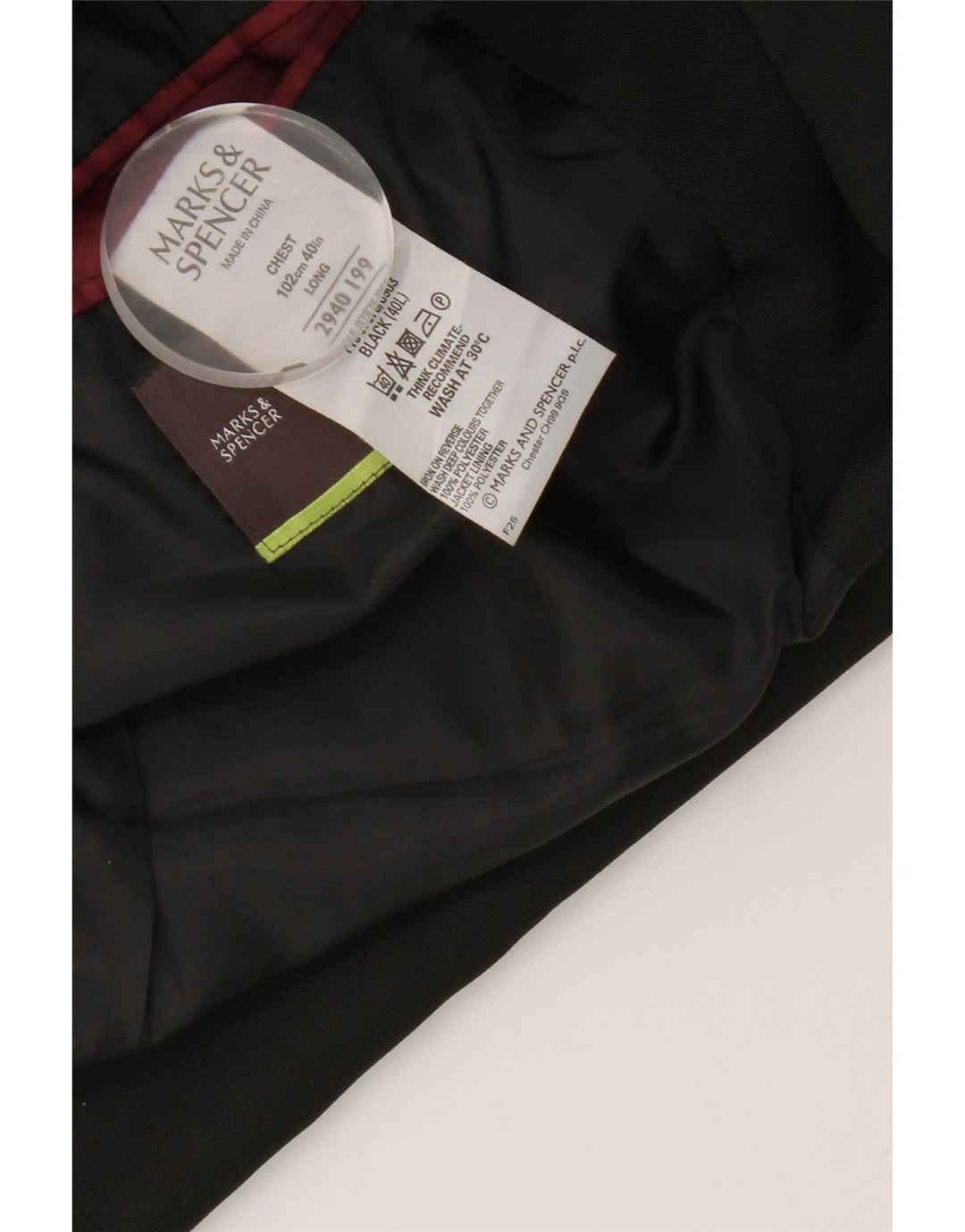Marks & Spencer Ανδρικό Μακρύ Σακάκι Μπλέιζερ με 3 Κουμπιά UK 40 Μεσαίο Μαύρο