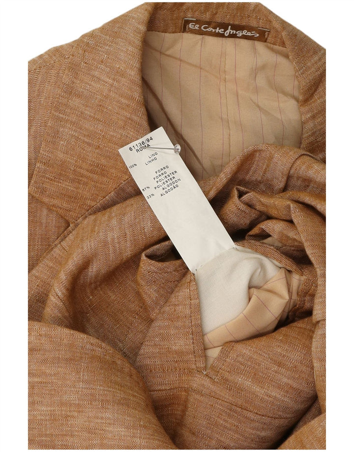 El Corte Ingles Ανδρικό σακάκι 3 κουμπιών σακάκι IT 50 μεγάλο καφέ λινό