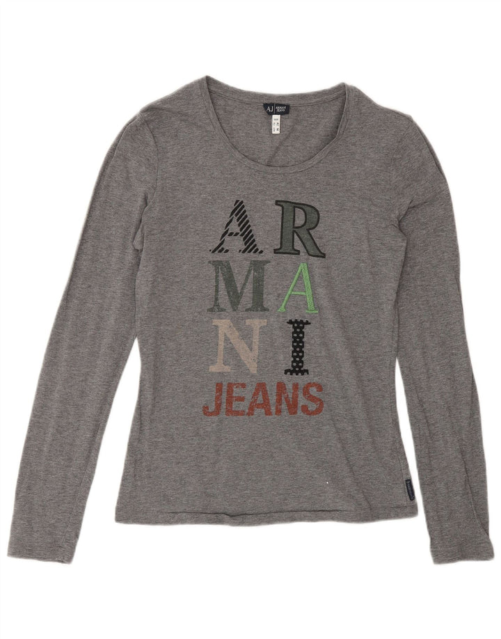 Armani Jeans Γυναικείο τοπ μακρυμάνικο UK 12 μεσαίο γκρι βαμβακερό