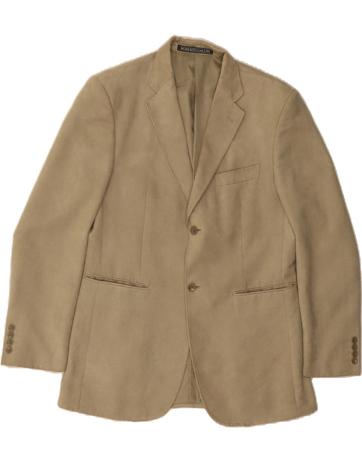 ROBERTO GALLINI Mens 2 Button Blazer Jacket UK 40 Large Beige Polyester Vintage ROBERTO GALLINI and Second-Hand ROBERTO GALLINI from Messina Hembry 