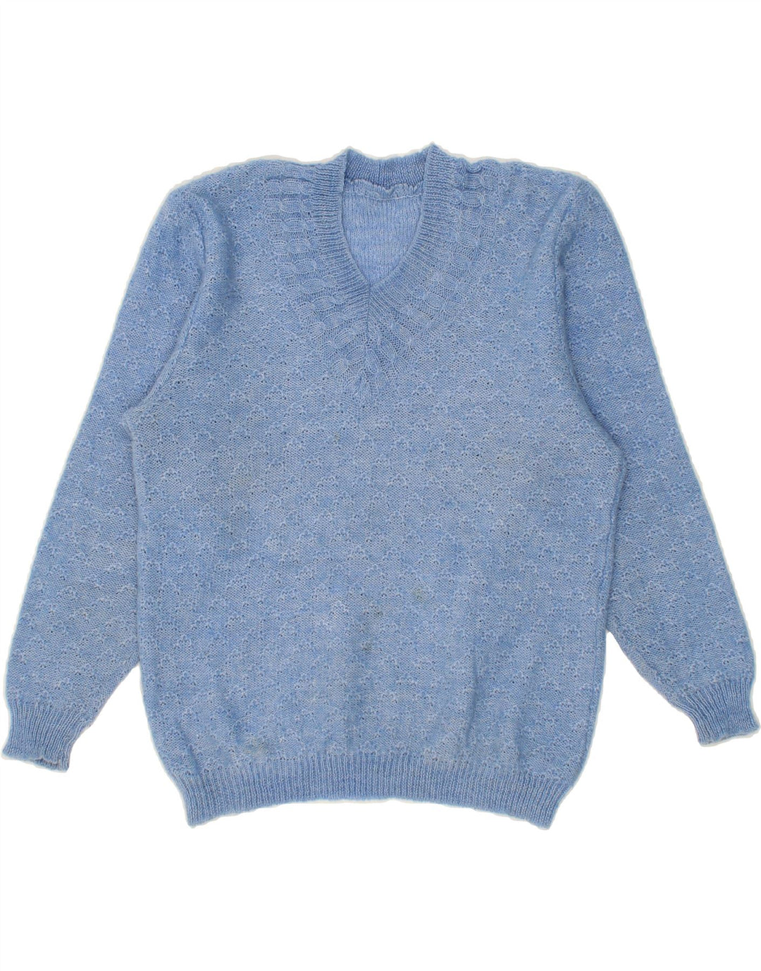 VINTAGE Womens V-Neck Jumper Sweater UK 16 Large Blue Vintage Vintage and Second-Hand Vintage from Messina Hembry 