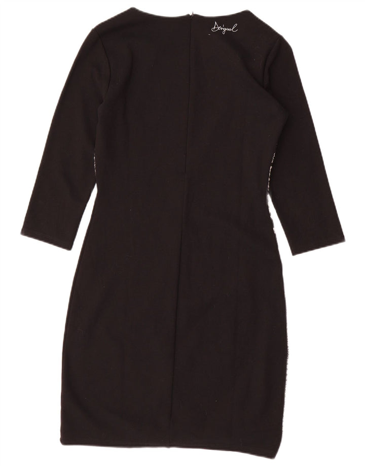 Desigual γυναικείο φόρεμα με μανίκια 3/4 UK 10 Small Black Patchwork