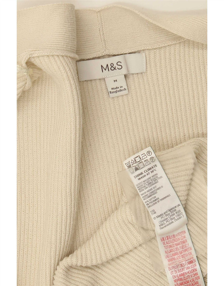Marks & Spencer Γυναικείο ανοιχτό πουλόβερ ζακέτα UK 14 Βαμβακερό μεσαίο ανοιχτό λευκό