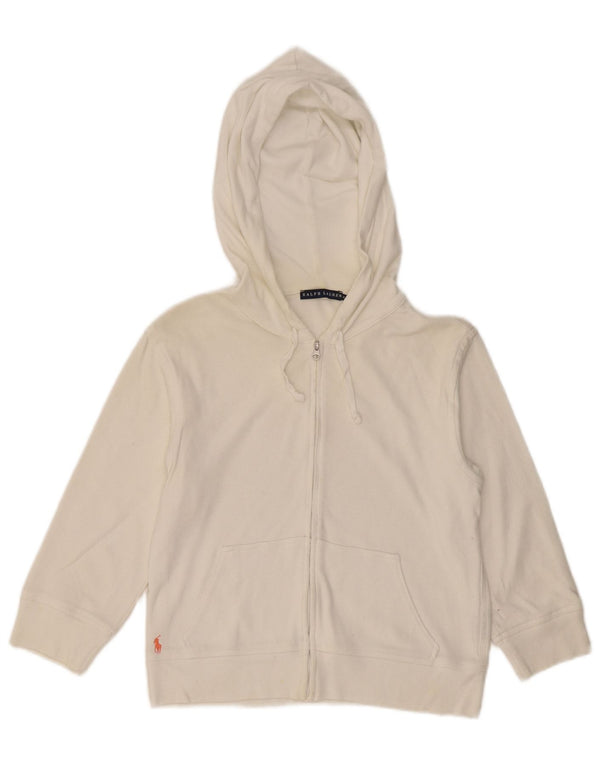 Γυναικείο πουλόβερ με κουκούλα Ralph Lauren UK 12 μεσαίο λευκό βαμβακερό