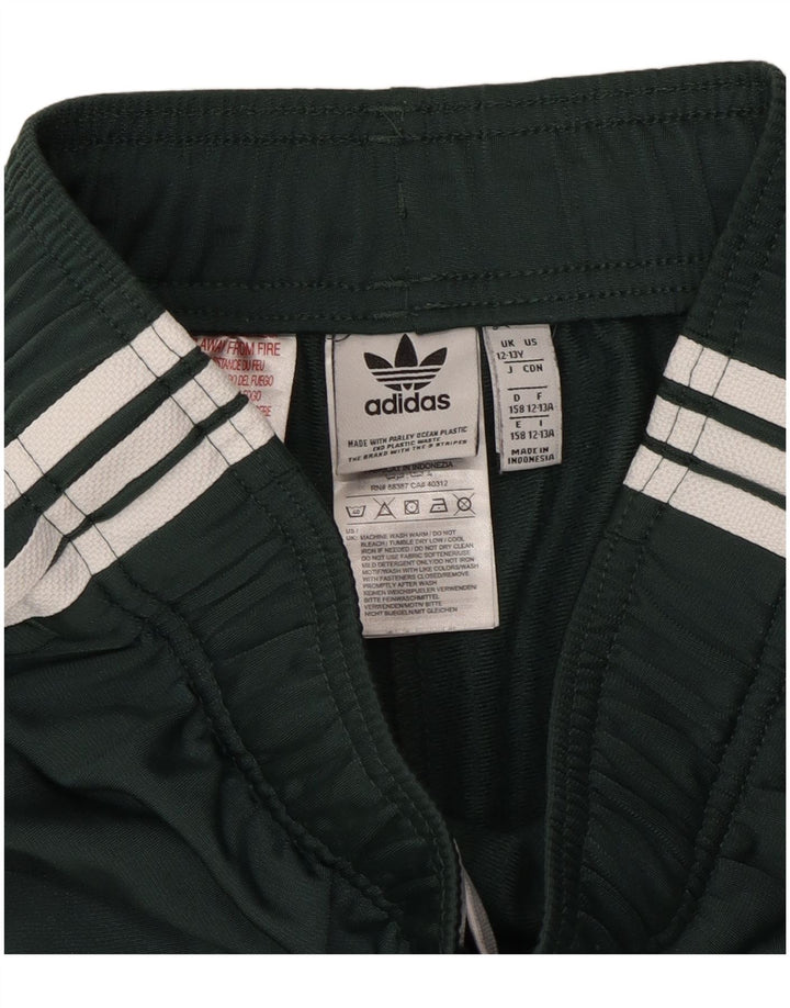 Adidas Boys Tracksuit Trousers Joggers 12-13 Years Green Polyester
