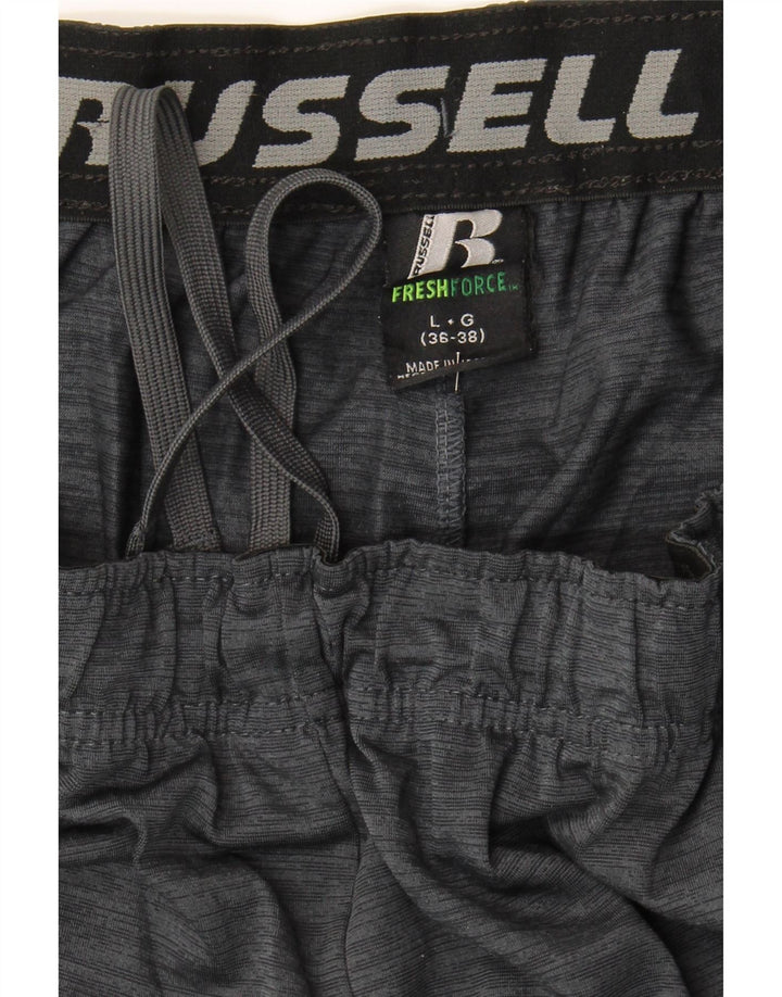 RUSSELL ATHLETIC Mens Sport Shorts Large  Grey Colourblock Polyester Vintage Russell Athletic and Second-Hand Russell Athletic from Messina Hembry 