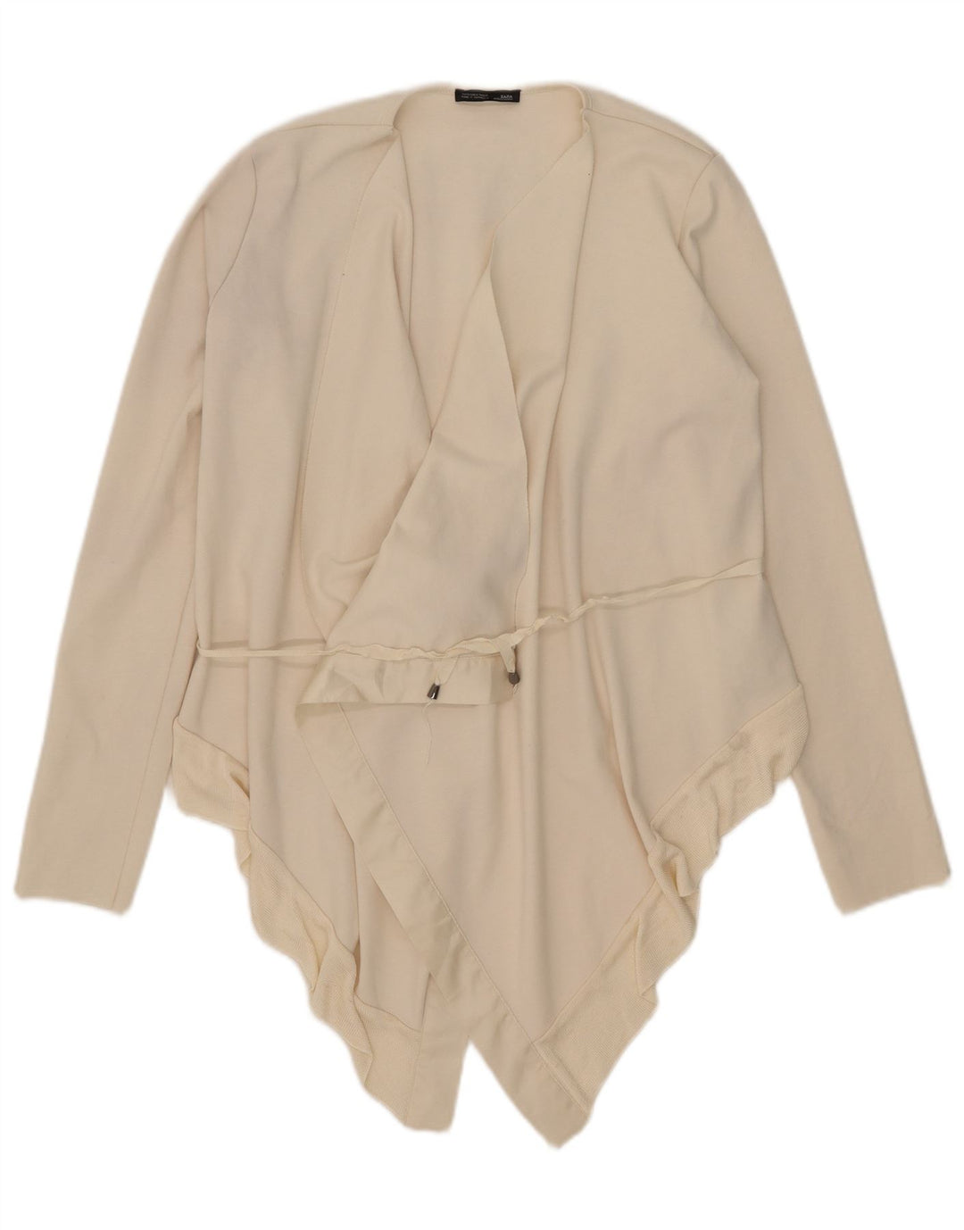 Zara Γυναικεία ασύμμετρη ζακέτα UK 10 Small Off White Polyester