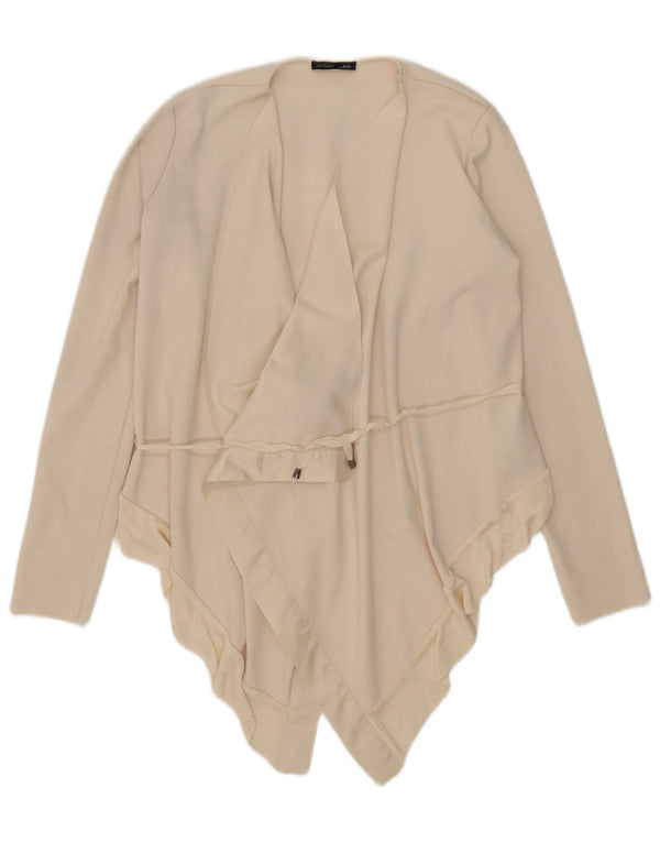 Zara Γυναικεία ασύμμετρη ζακέτα UK 10 Small Off White Polyester