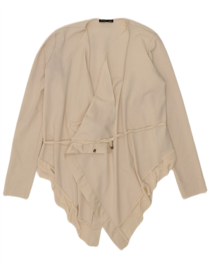 Zara Γυναικεία ασύμμετρη ζακέτα UK 10 Small Off White Polyester