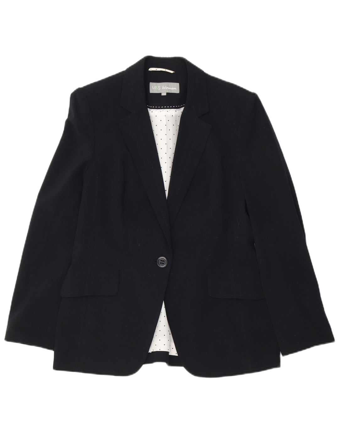 Marks & Spencer Γυναικείο Μπουφάν Blazer 12 Κουμπιού UK 12 Μεσαίου Μαύρου Πολυεστέρα