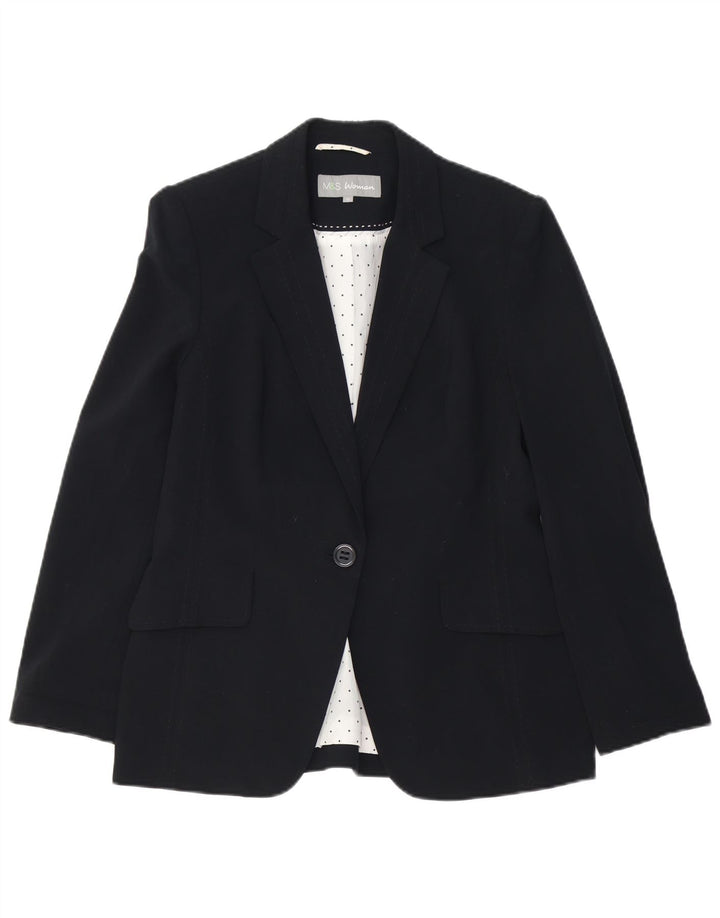 Marks & Spencer Γυναικείο Μπουφάν Blazer 12 Κουμπιού UK 12 Μεσαίου Μαύρου Πολυεστέρα