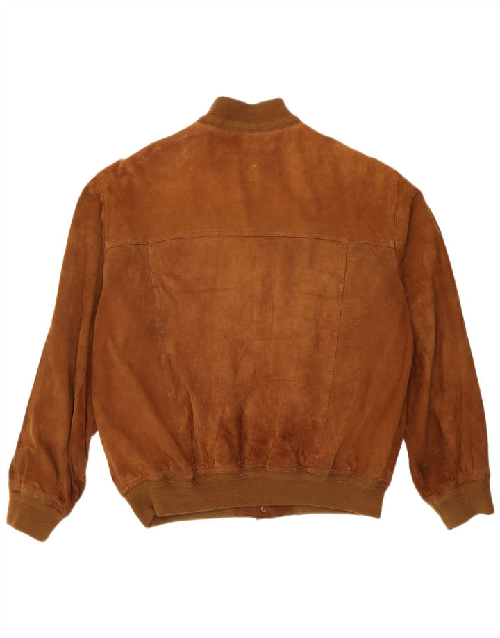 Vintage Ανδρικό Suede Bomber Jacket IT 55 2XL Καφέ Δερμάτινο
