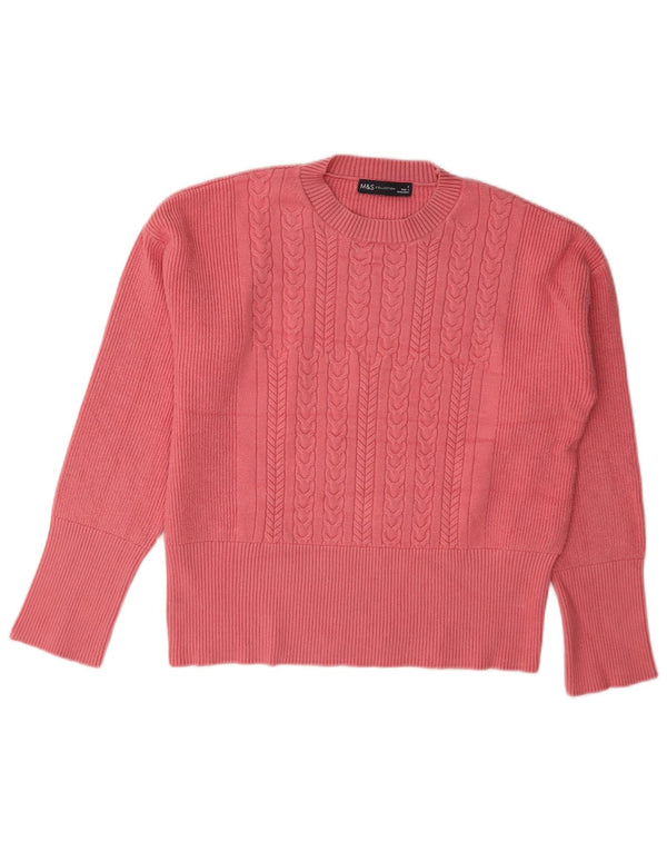 Marks & Spencer Γυναικείο πουλόβερ με λαιμόκοψη UK 10 Small Pink Viscose