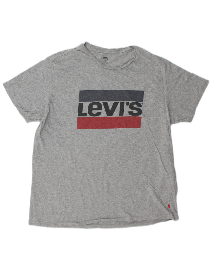 Ανδρικό γραφικό T-Shirt Levi's Top Large Grey Flecked Cotton