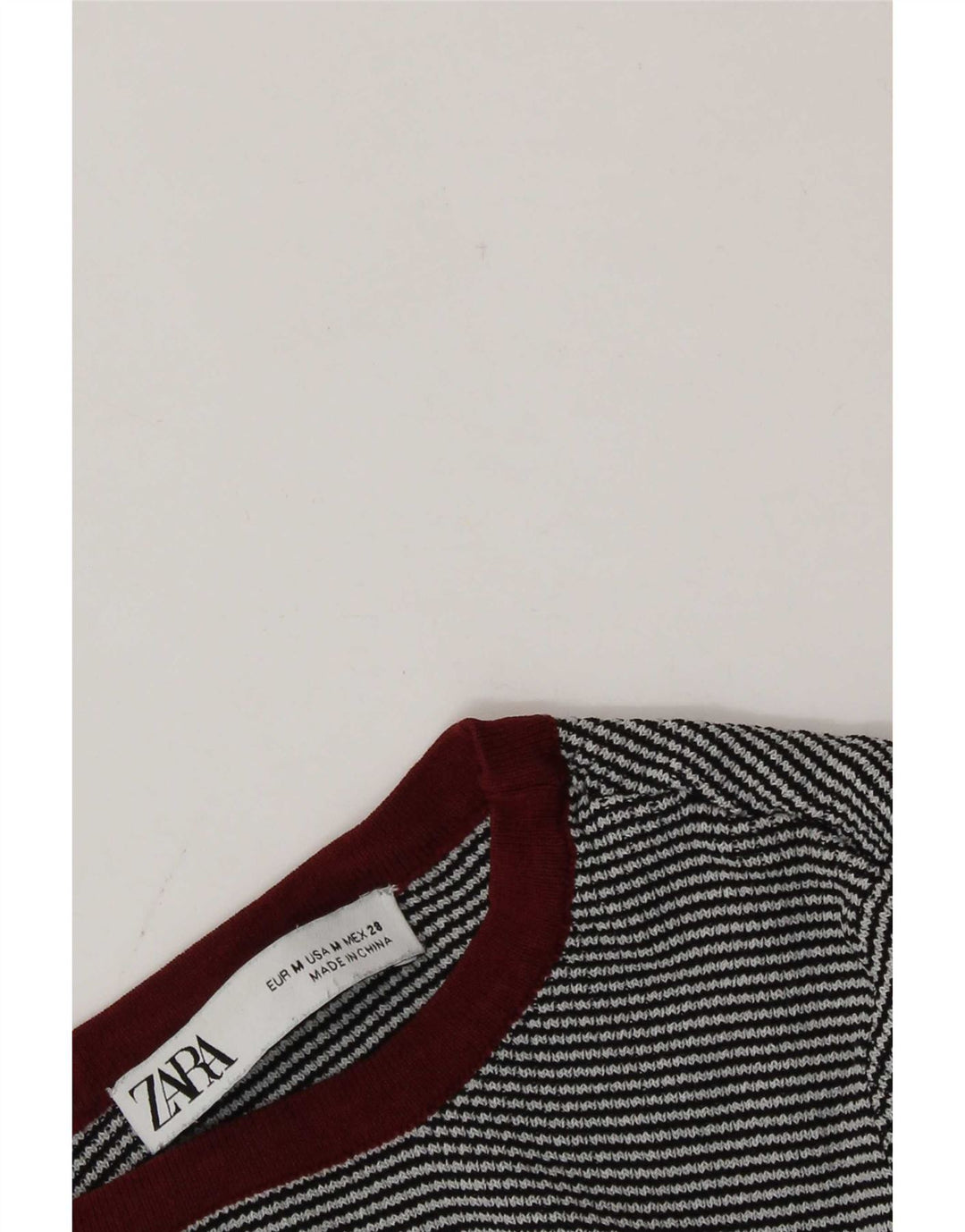 Zara Γυναικείο Crop Top Μακρύ μανίκι UK 12 Μεσαίων Γκρι Pinstripe