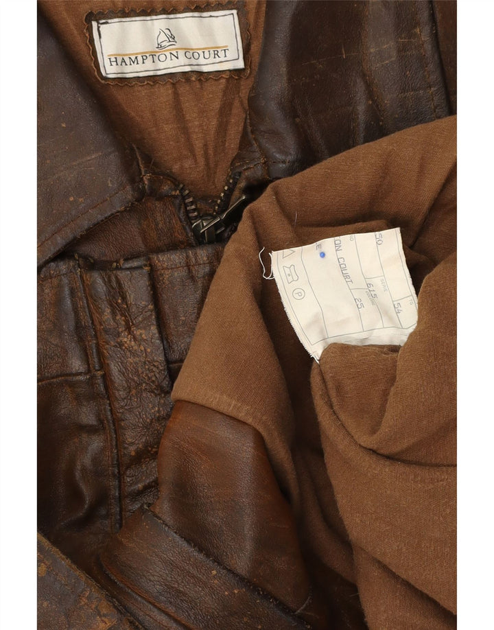 Vintage Ανδρικό Δερμάτινο Μπουφάν IT 54 2XL Καφέ Δερμάτινο