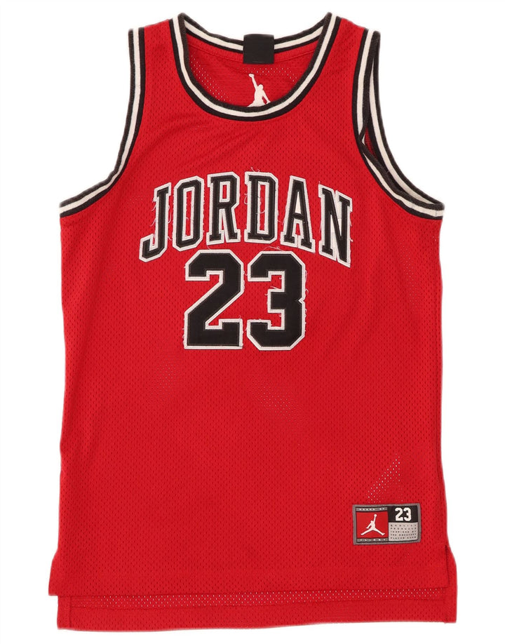 JORDAN Boys Graphic Vest Top 10-11 Years Medium Red Polyester