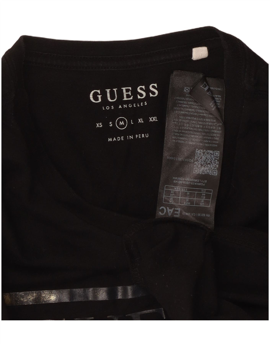 Ανδρικό γραφικό T-Shirt GUESS Top Μεσαίο μαύρο βαμβακερό
