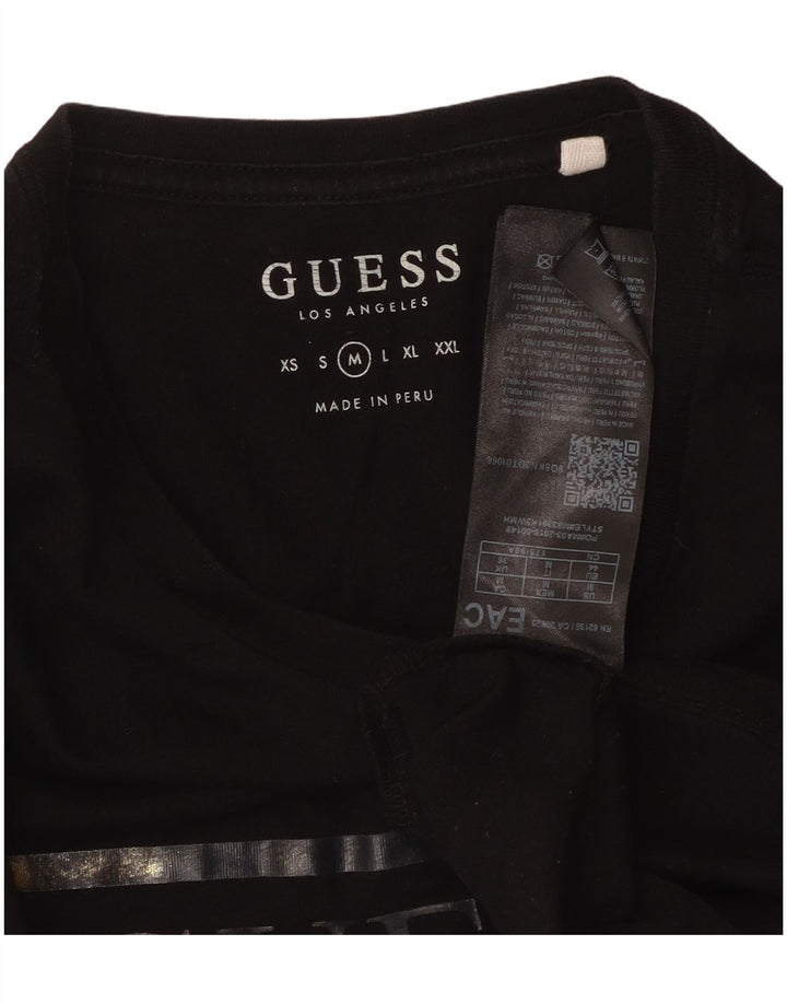 Ανδρικό γραφικό T-Shirt GUESS Top Μεσαίο μαύρο βαμβακερό