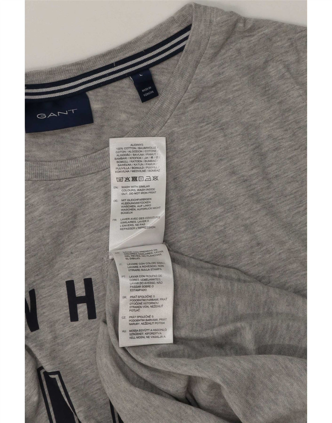 Ανδρικό γραφικό T-Shirt Gant Top Larg γκρι βαμβακερό