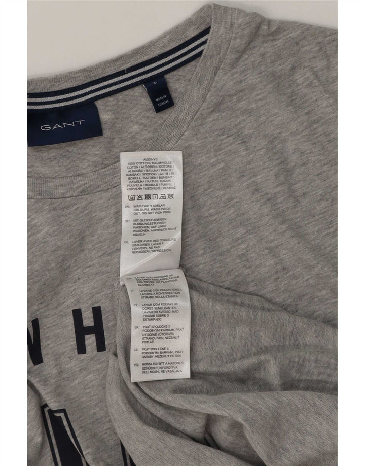 Ανδρικό γραφικό T-Shirt Gant Top Larg γκρι βαμβακερό
