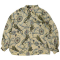 Vintage γυναικείο γραφικό πουκάμισο μπλούζα IT 48 XL κίτρινο πολυεστέρα