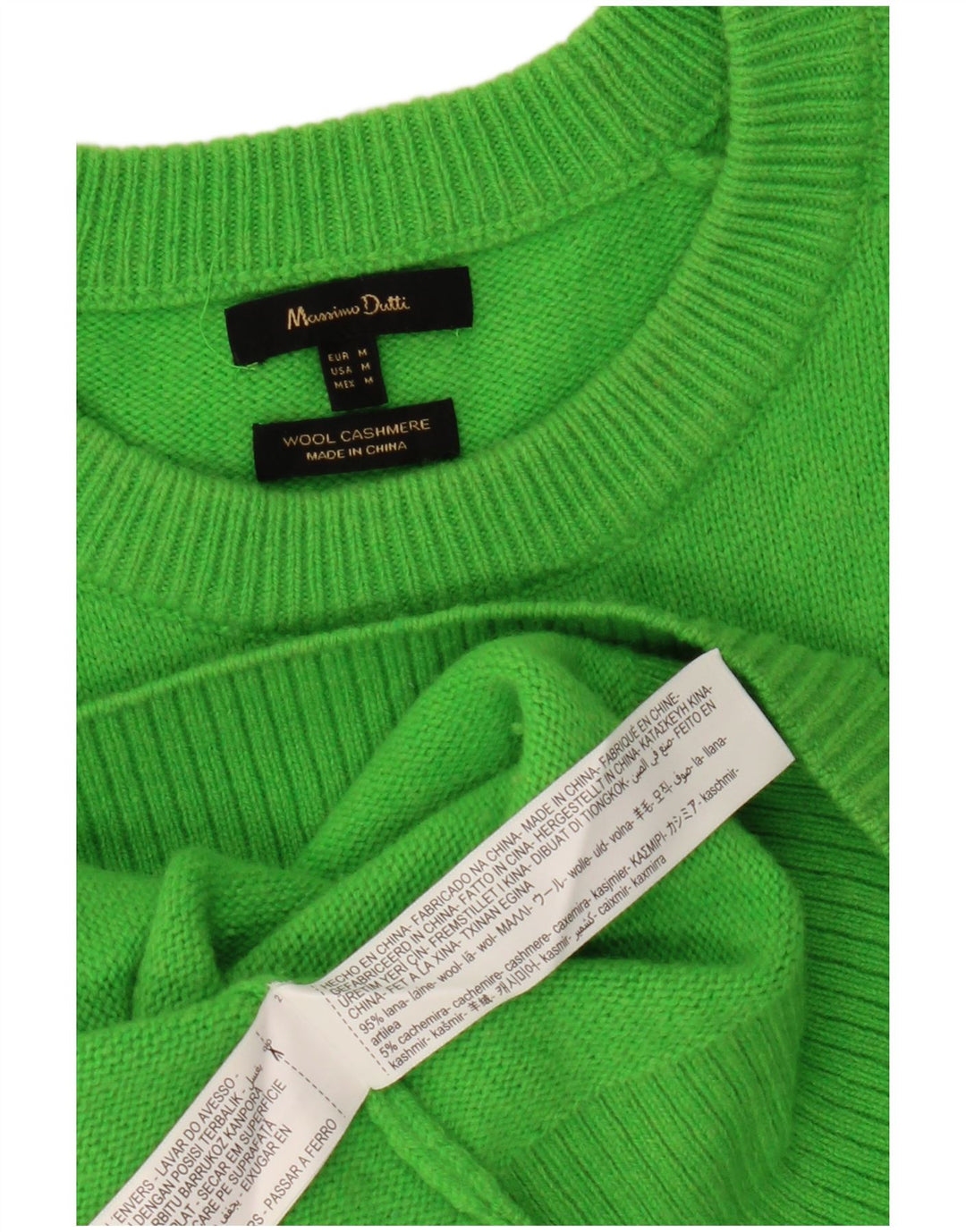 MASSIMO DUTTI Γυναικείο πουλόβερ Longline Crew Neck Jumper UK 14 Medium Green