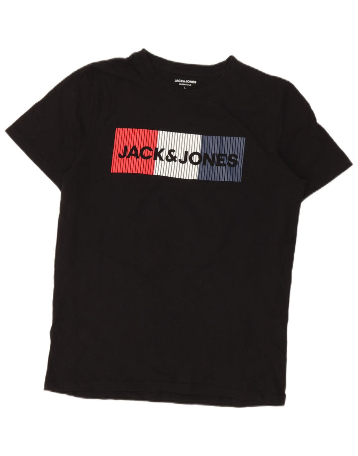 Jack & Jones Ανδρικό γραφικό μπλουζάκι Μπλούζα μεγάλο μαύρο βαμβακερό