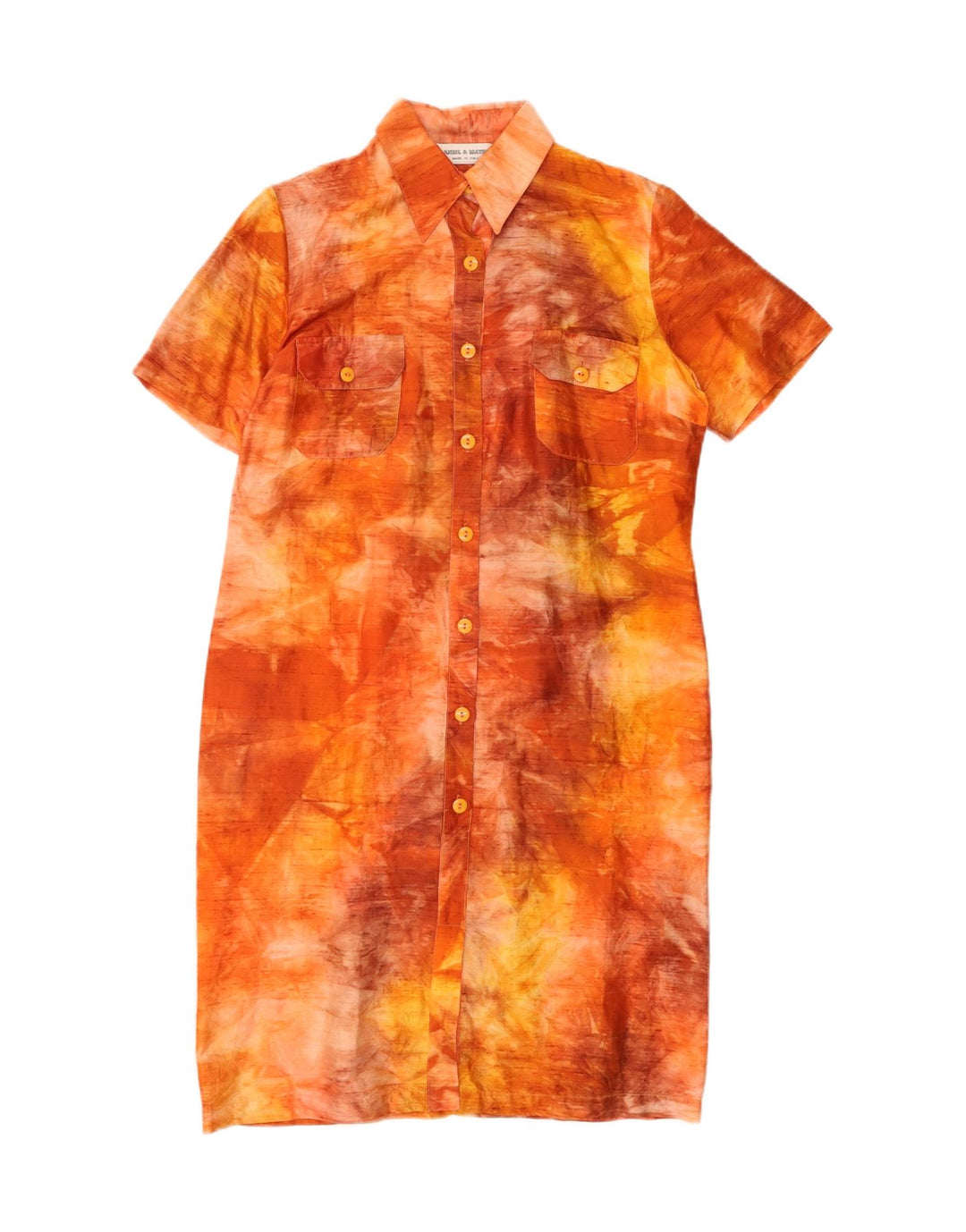 Daniel & Mayer Γυναικείο Πουκάμισο Φόρεμα IT 46 Large Orange Tie Dye Silk