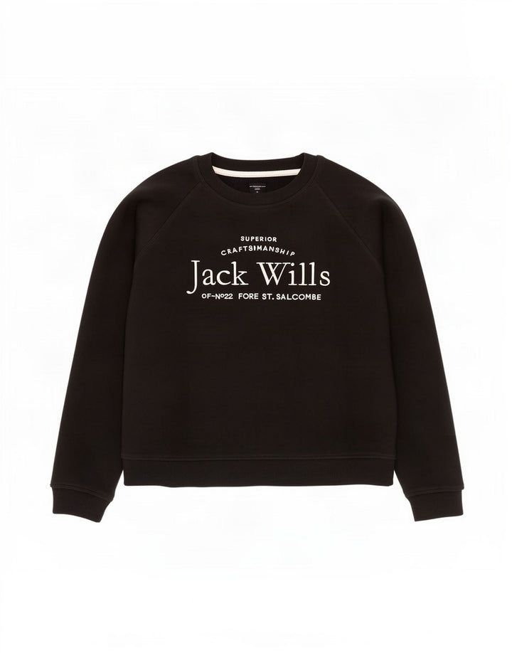 Jack Wills Γυναικεία γραφική μπλούζα μεγάλου μεγέθους Jumper UK 12 Medium Black
