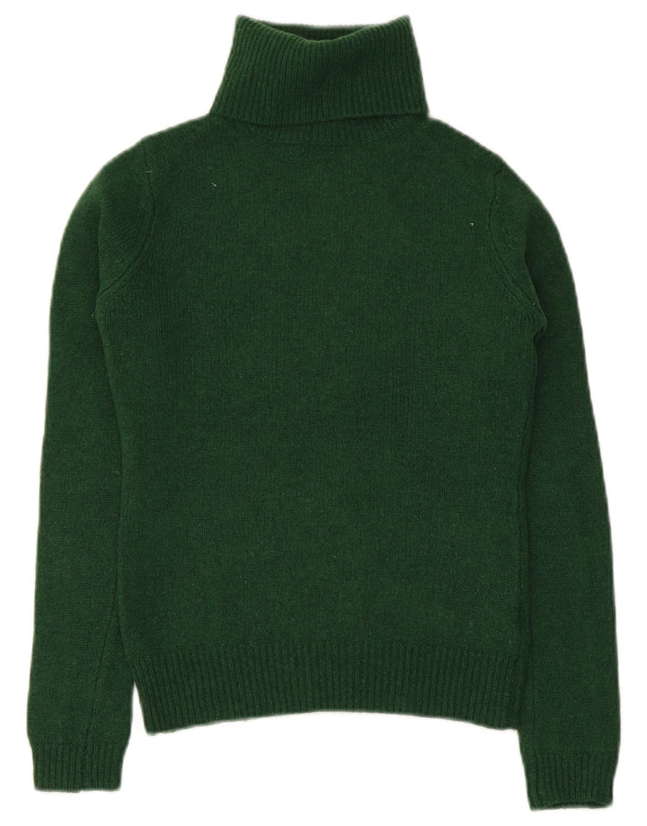 Massimo Dutti Γυναικείο Crop Roll Neck Jumper πουλόβερ UK 12 μεσαίο πράσινο μαλλί