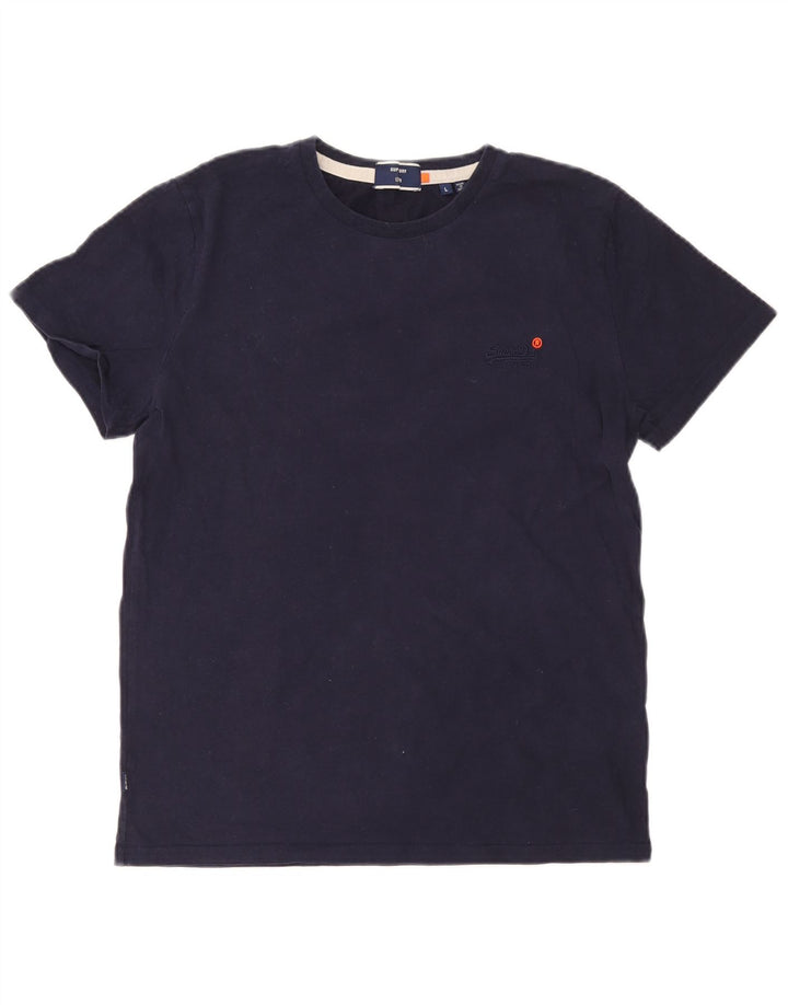 Superdry Γυναικείο T-Shirt Top UK 16 Large Navy Blue από βαμβάκι