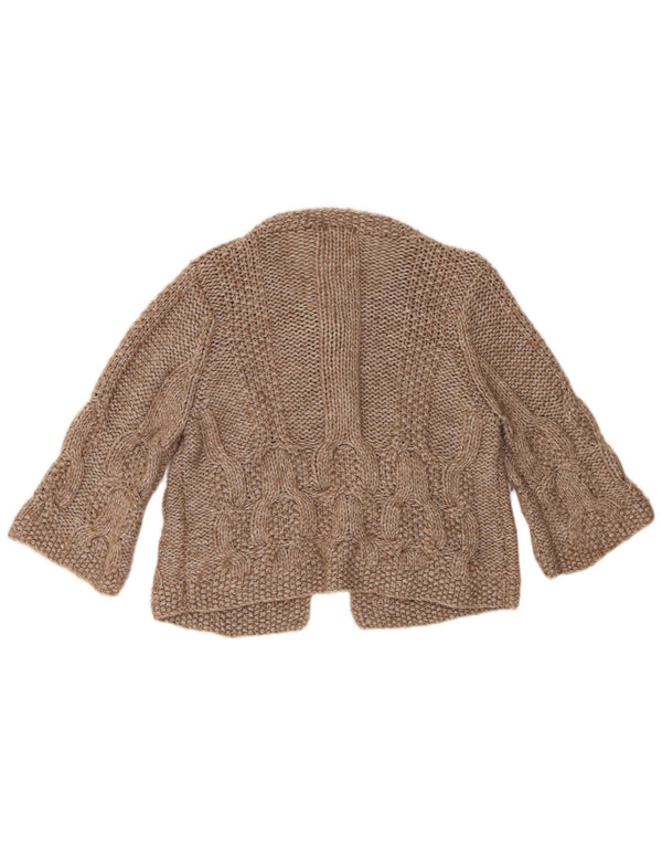 Marks & Spencer Womens 3/4 Sleeve Crop Cardigan Sweater UK 16 Large Beige