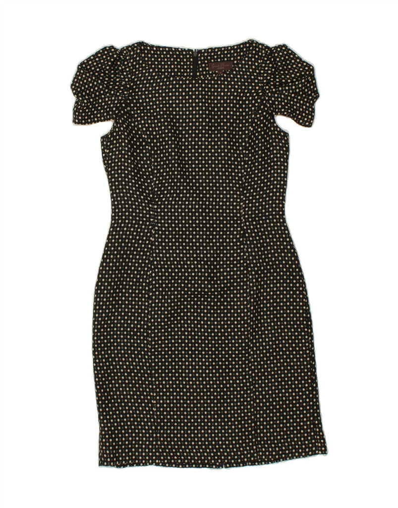 GREAT PLAINS Womens Sheath Dress UK 10 Small Black Polka Dot Polyester Vintage Great Plains and Second-Hand Great Plains from Messina Hembry 