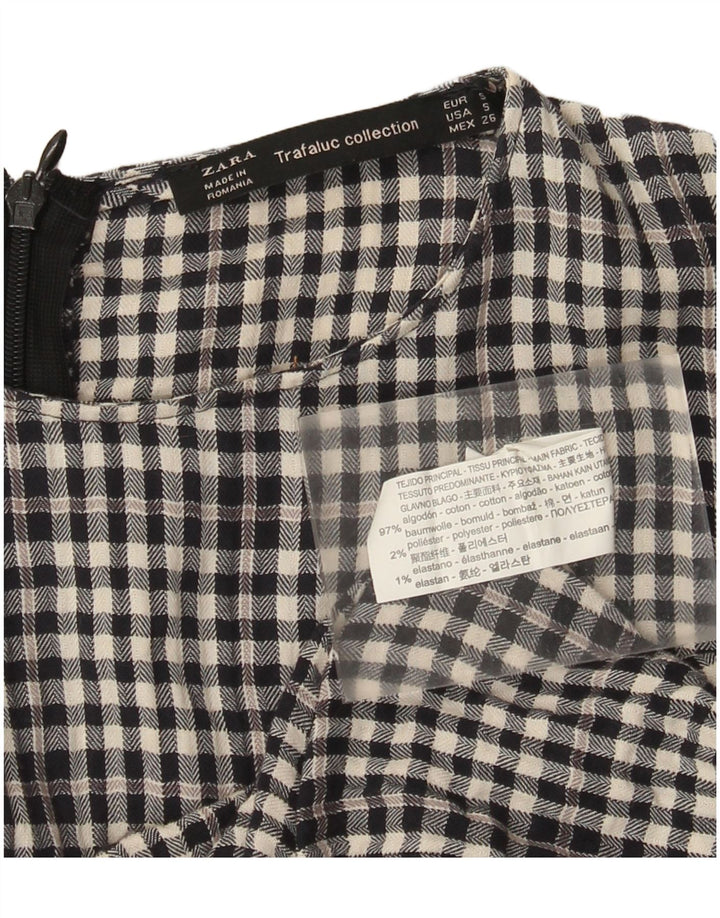 Zara Γυναικείο Trafaluc Μακρυμάνικο Playsuit UK 10 Small Black Gingham Cotton