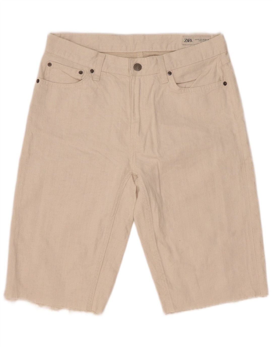 Zara Γυναικείο τζιν σορτς EU 40 Medium W30 Λευκό βαμβακερό