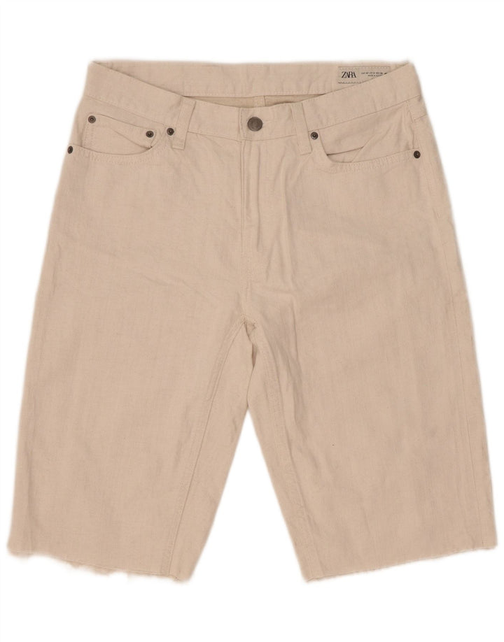 Zara Γυναικείο τζιν σορτς EU 40 Medium W30 Λευκό βαμβακερό