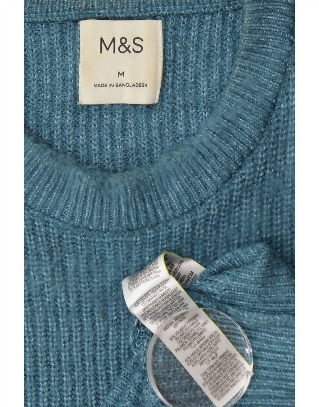 Marks & Spencer Ανδρικό πουλόβερ με λαιμόκοψη μεσαίου μπλε πολυαμιδίου