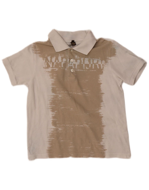 Napapijri Boys Graphic Polo 9-10 Years Grey Colourblock Cotton