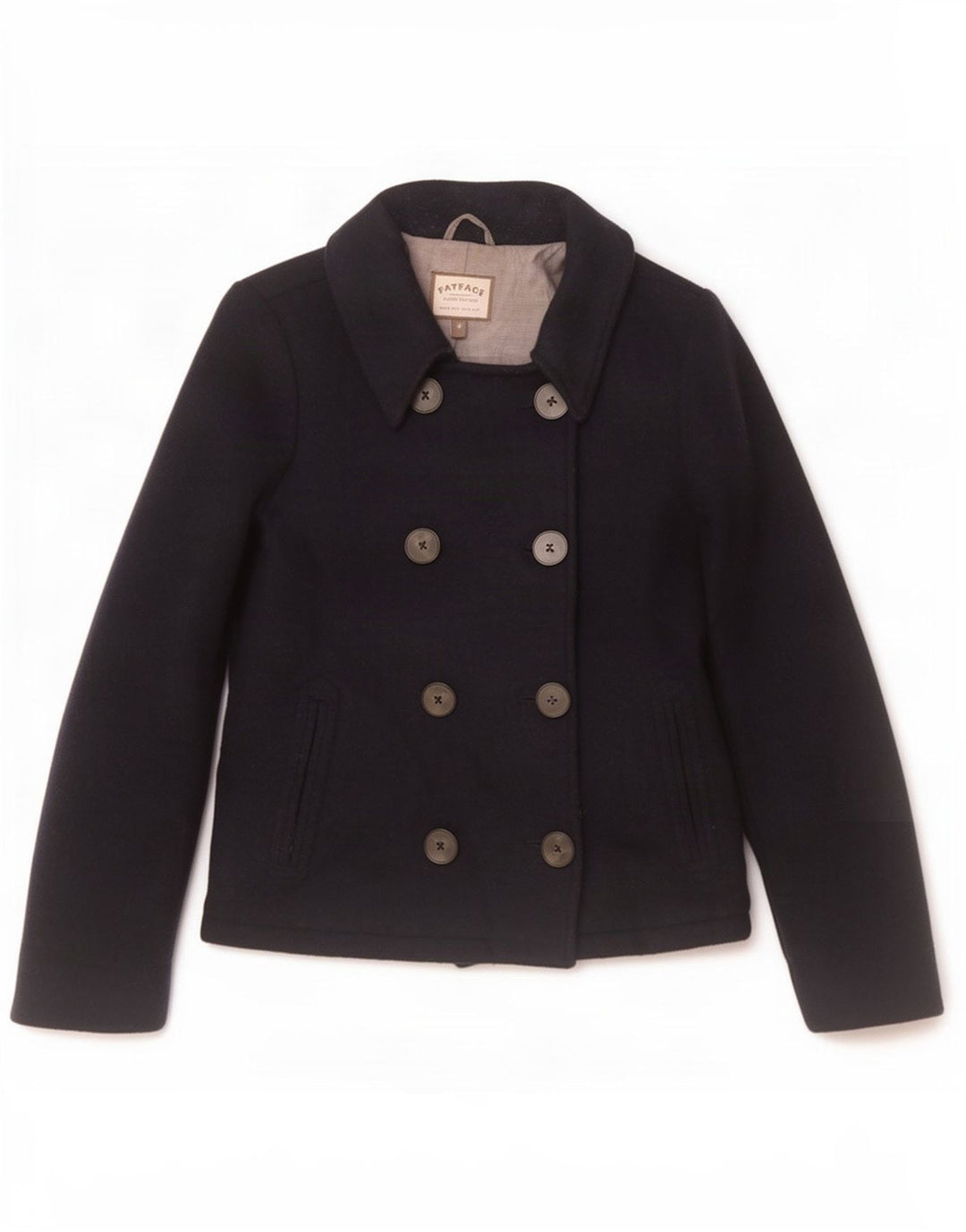 Fat Face Γυναικείο παλτό μπιζελιού UK 10 Small Navy Blue Wool